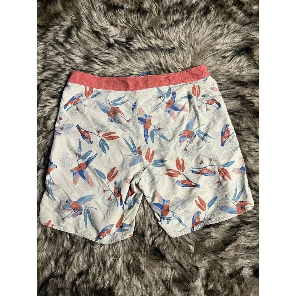 Patagonia Bird Print Wavefarer Boardshort Drawstring Swim Trunks